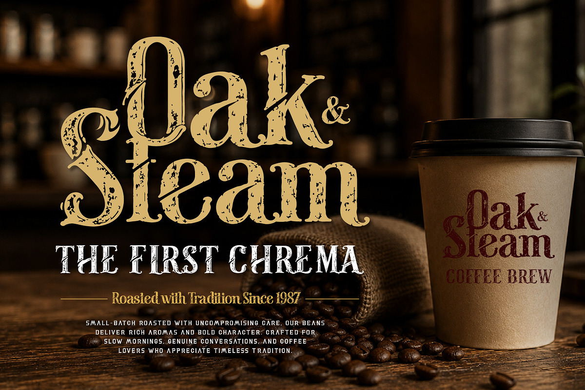Mokaria Roastery - Vintage Rustic, a Serif Font by HypeWorksCo (Photo 3 of 15)