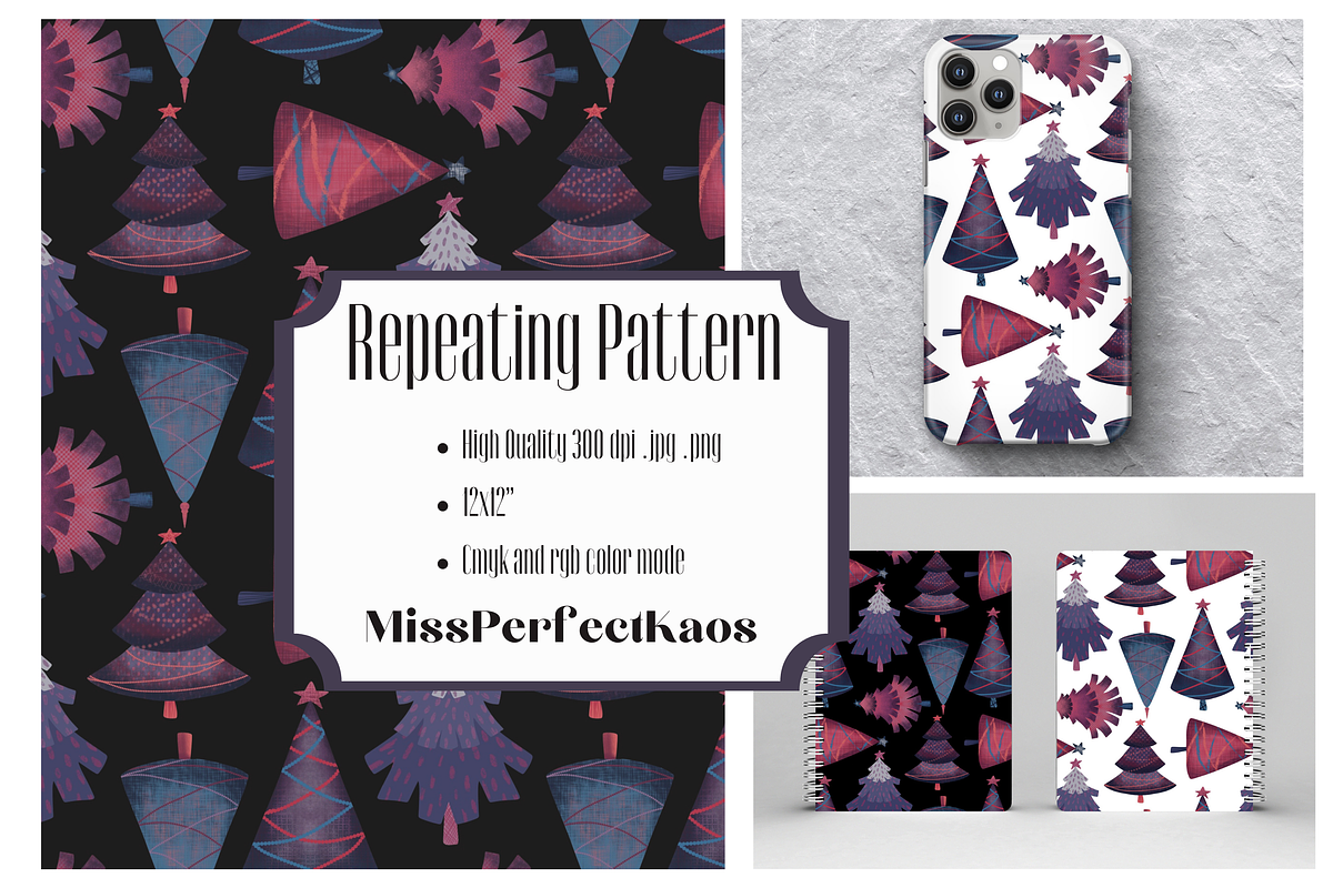 Christmas Tree- Repeat Pattern, a Pattern Graphic by MissPerfectKaos (Photo 1 of 4)