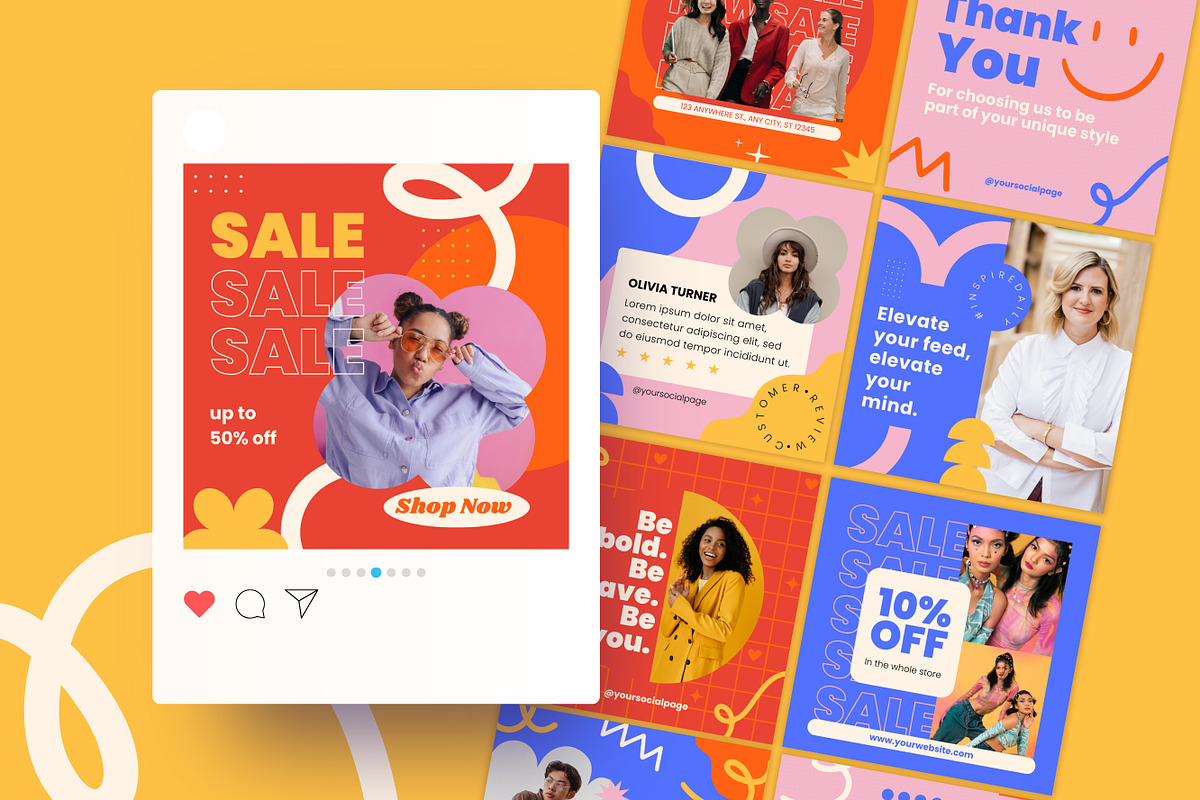 70 Playful Instagram Canva Template, a Templates & Theme by TemplateCastleStore (Photo 3 of 10)