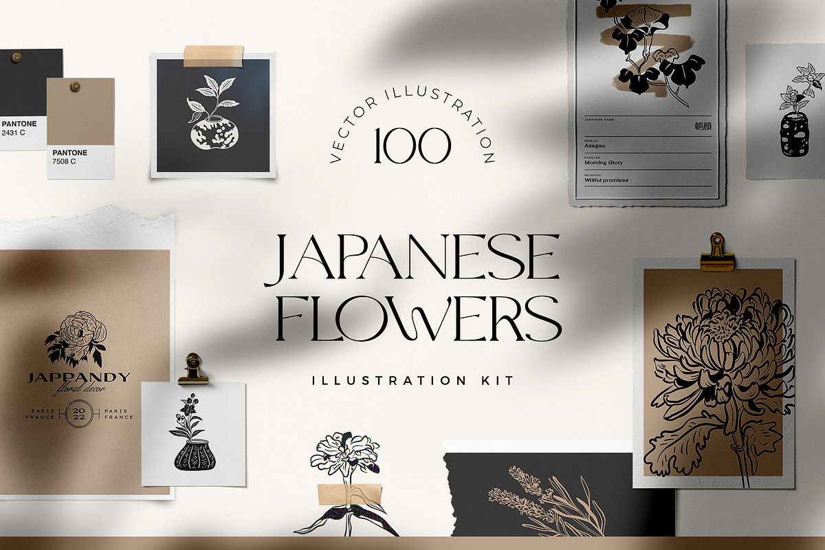 Japanese Flowers | Illustration Kit, an Object Illustration by Leleka.Store (Photo 1 of 10)