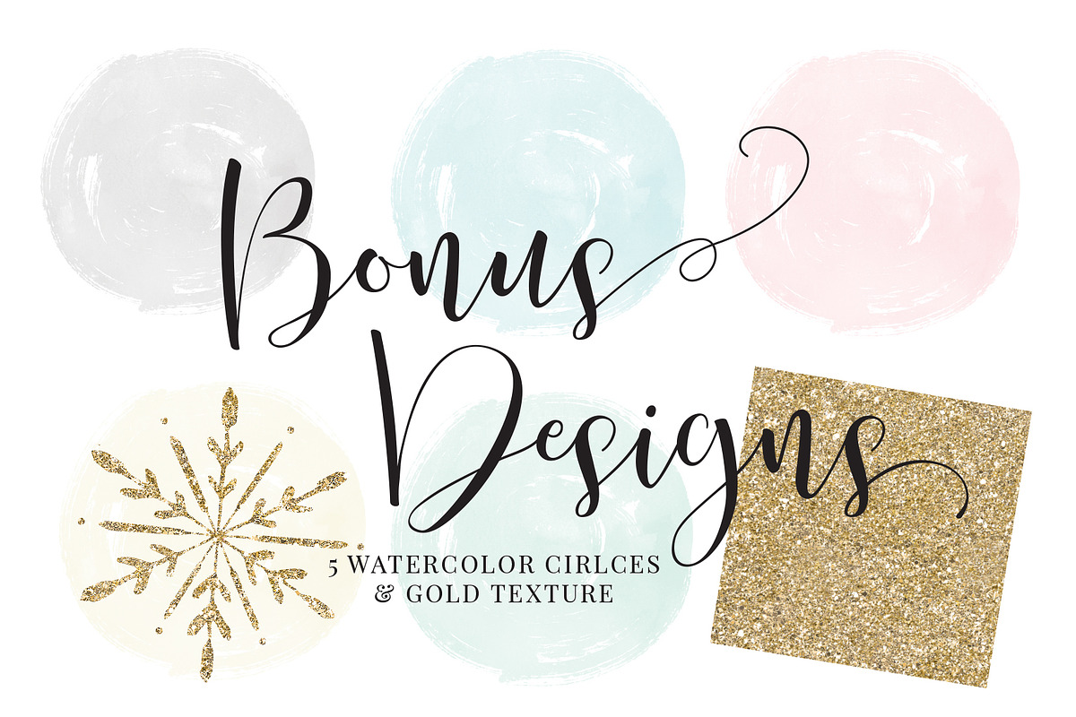 Gold Shimmer Snowflakes + BONUS, an Illustration by Indie Grace Design (Photo 2 of 3)