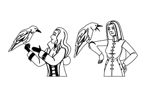 transformation raven woman vector, a Person Illustration by pikepicture