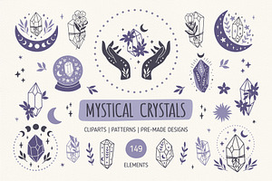 Mystical Crystals Hand Drawn Set