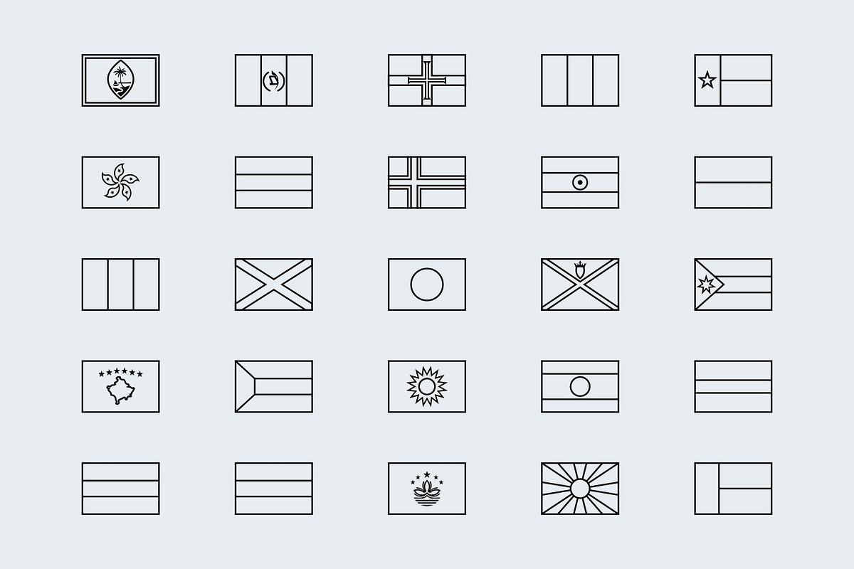 Simplified outline world flags preview 3
