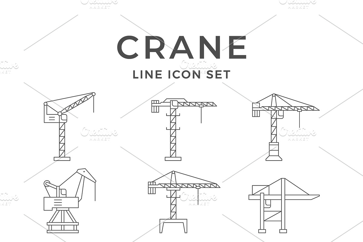 Set line icons of crane, an Outline Icon by motorama (Photo 1 of 2)
