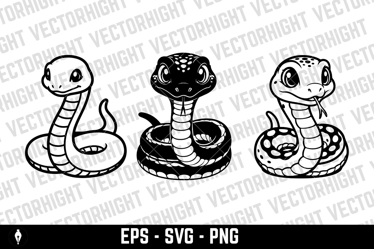 Cute happy friendly cartoon snake, an Animal Illustration by Vectorhight (Photo 7 of 7)