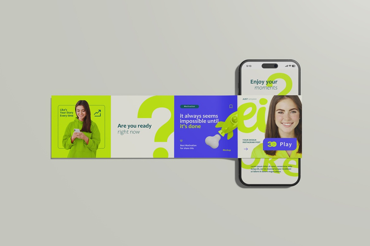 Premium Carousel Branding Mockup, an iPhone Mockup by Graphic Deal (Photo 1 of 5)