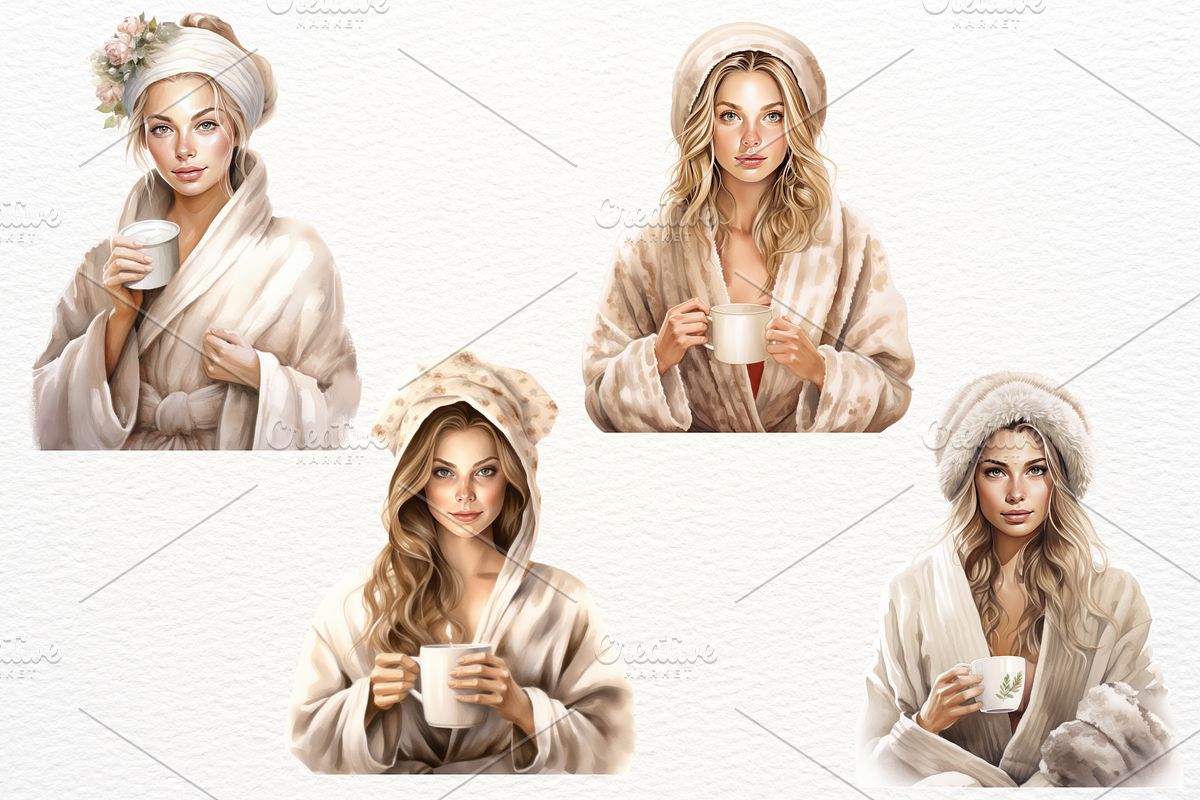 Winter Spa Watercolor Clipart Bundle, a Seasonal Illustration by Maysa Art (Photo 2 of 6)