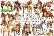 Horse Clipart, Country Horses Set, an Illustration by Sublimation Artist (Thumbnail 1 of 6)