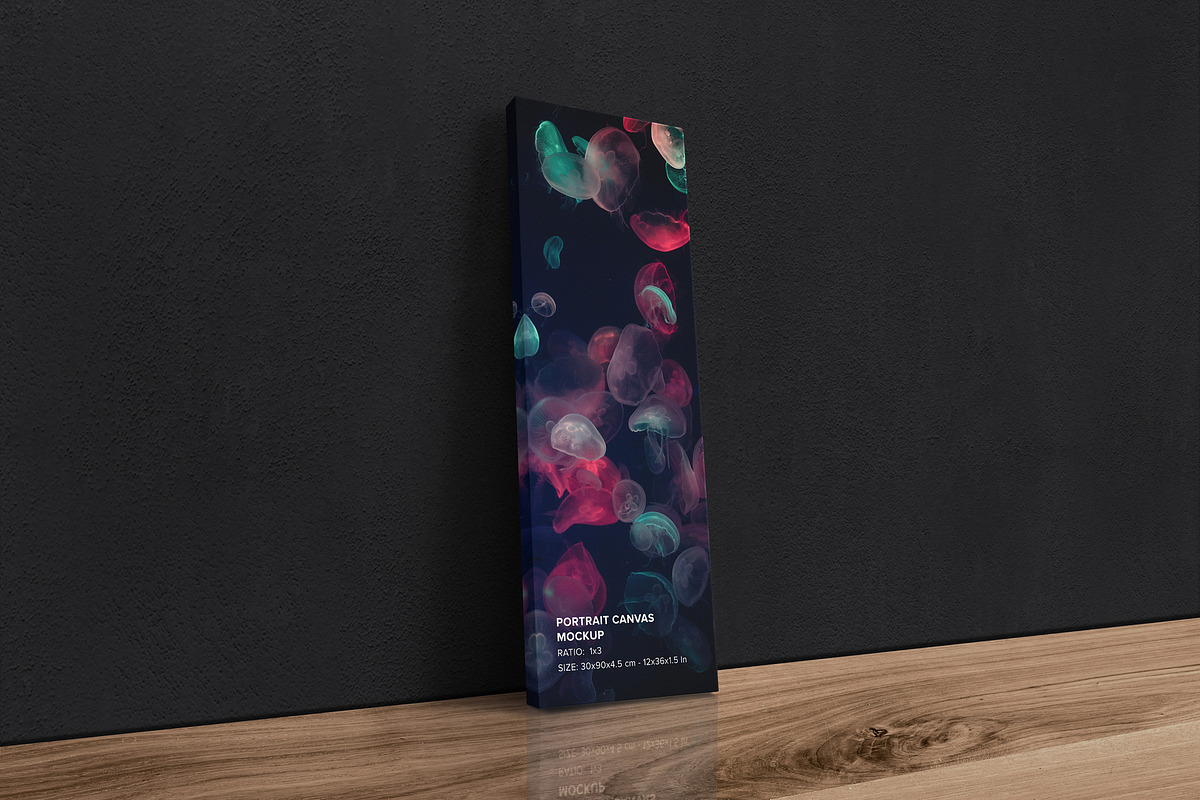 Portrait Canvas Ratio 1x3 Mockup, a Print Template by Mockups by Carlos Viloria (Photo 3 of 4)