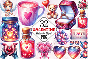 Watercolor Valentine Clipart Set, an Illustration by RobertsArt (Thumbnail 1 of 7)