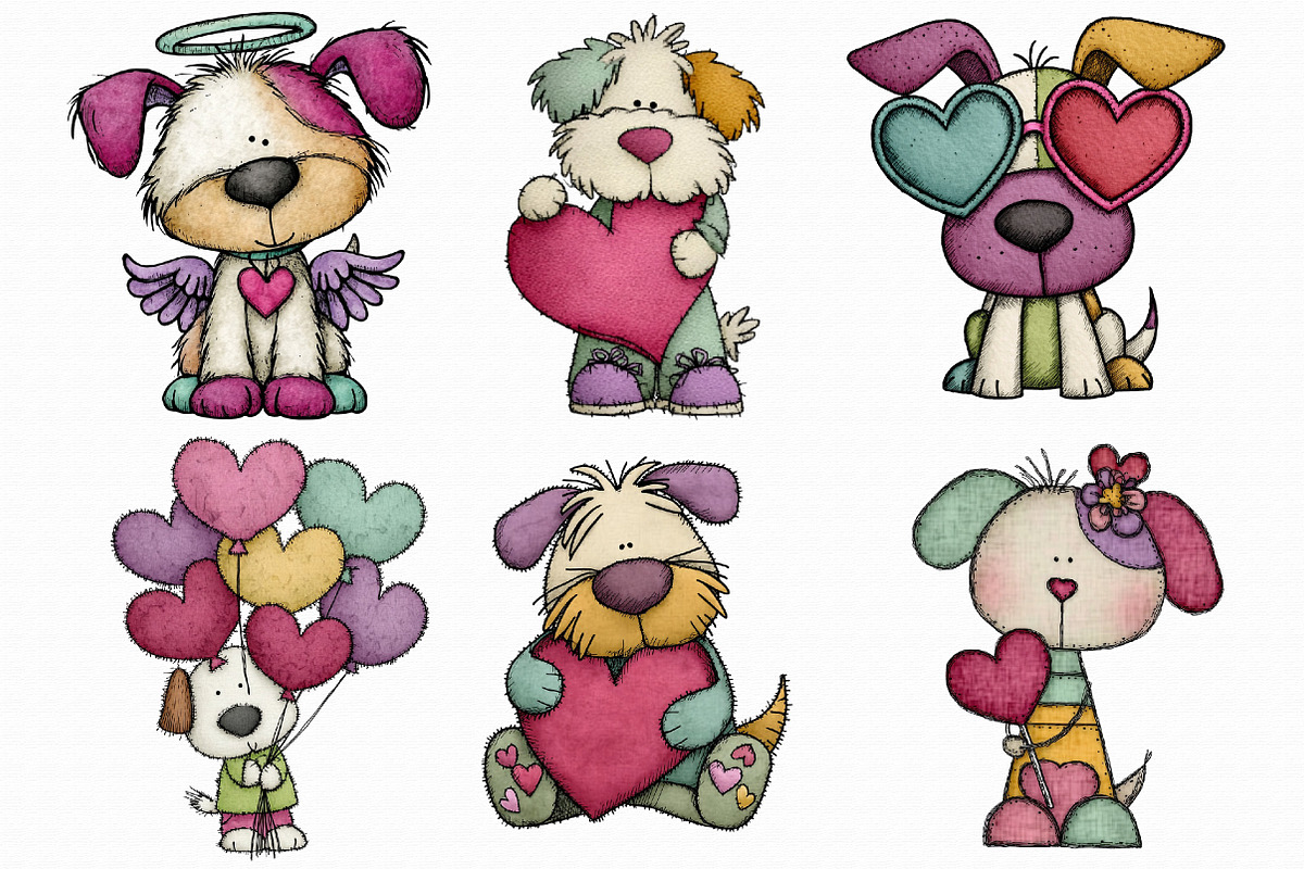 Whimsical Valentine’s Day Dog Clipar, an Illustration by Libby Wishes (Photo 4 of 7)
