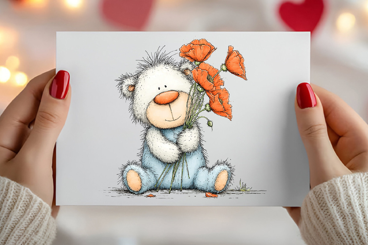 Whimsical Cute Valentines Teddy Bear, an Illustration by Canvas Craft (Photo 5 of 6)