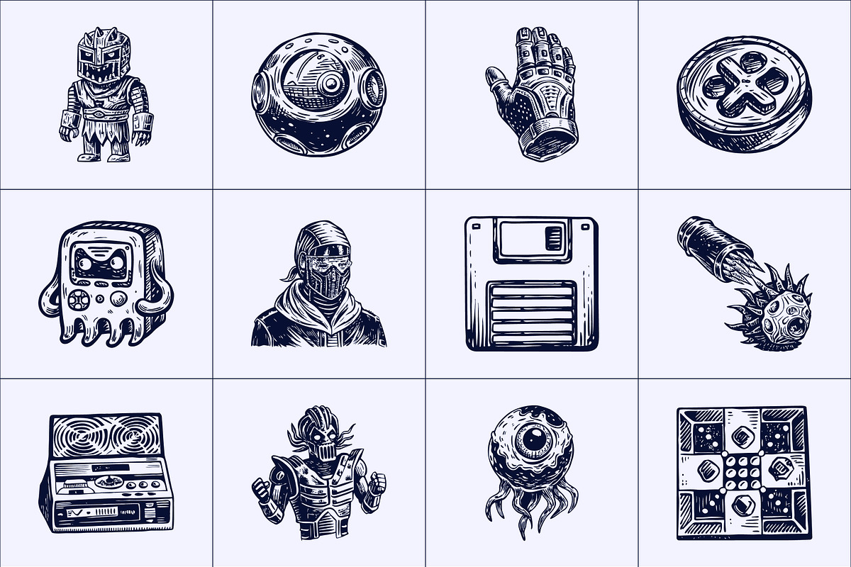 Vintage Game Illustration Set, a Technology Illustration by Prosymbols (Photo 7 of 8)
