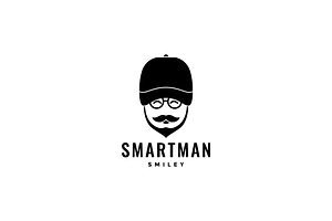 Smart Man With Hat Sunglasses Logo