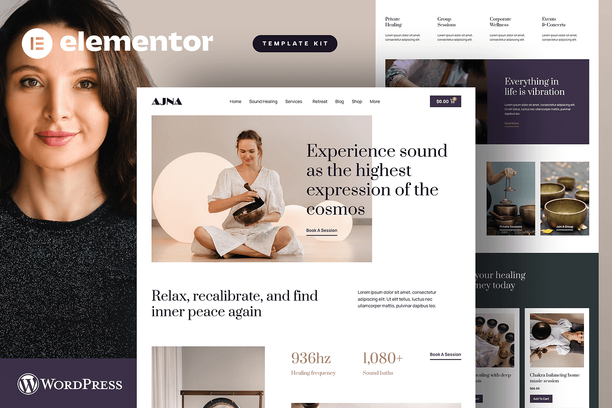 Sound Healing Website Elementor Kit, a WordPress Template by Awakened Templates (Photo 1 of 6)