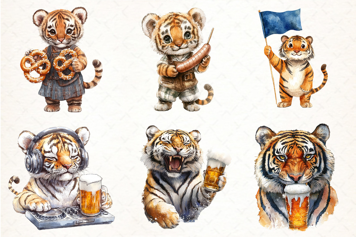 Cute Tiger Oktoberfest Clipart, an Illustration by Pixels.Craft (Photo 2 of 7)