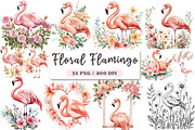 Floral Flamingo clipart, an Illustration by DreamArtGraphic (Thumbnail 1 of 4)