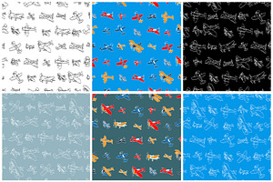 Airplanes. 30 Vector Patterns