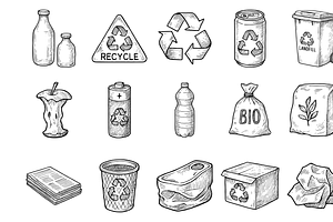 Recycling Icon Set, an Object Graphic by nikagraphic