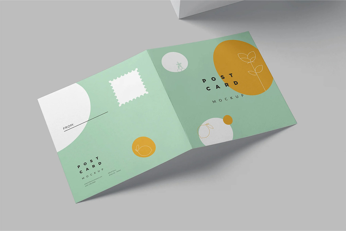 Square Bi Fold Post Card Mockups, an Advertising Mockup by megostudi0 (Photo 2 of 7)
