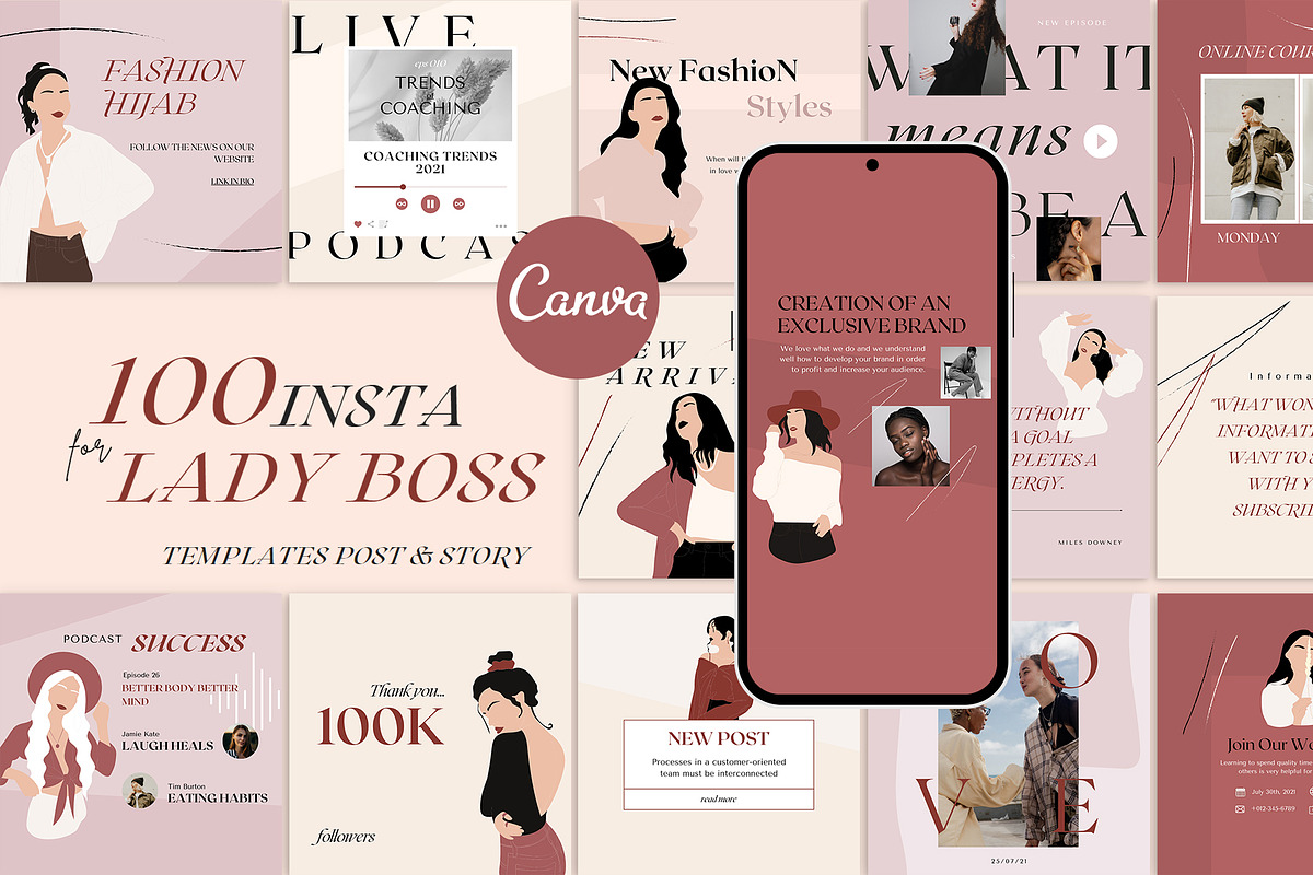 Insta Templates for LADY BOSS |CANVA, a Social Media Template by Lafnaeri