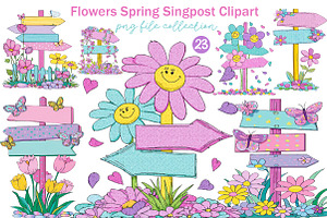 Flowers Spring Singpost Clipart, an Illustration by Dream Creation