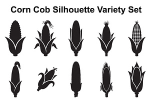 Fresh Corn Cob Silhouette Set, an Object Graphic by Designs_River