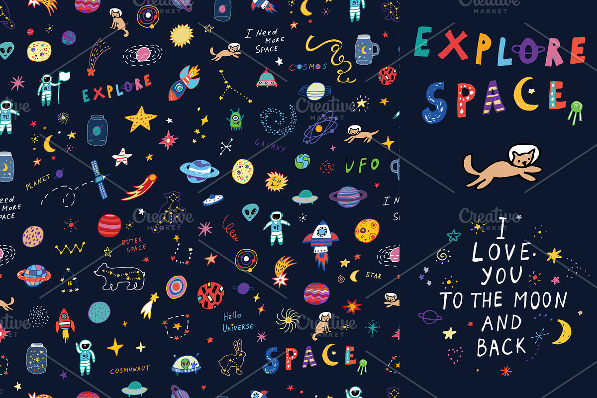 Doodle Space, a Pattern Graphic by GooseFrol (Photo 1 of 6)