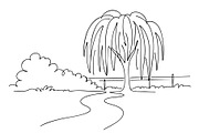 Spring landscape sketch. Line tree, an Object Illustration by Sketching (Thumbnail 4 of 4)