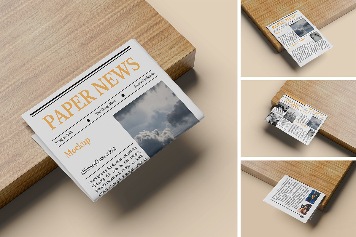 Newspaper Mockup, an Advertising Mockup by Pikachudesign (Photo 1 of 5)