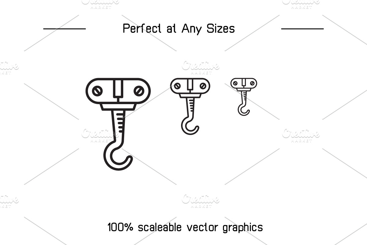 Hoist Crane Hook Icons, an Outline Icon by Designfour (Photo 7 of 7)