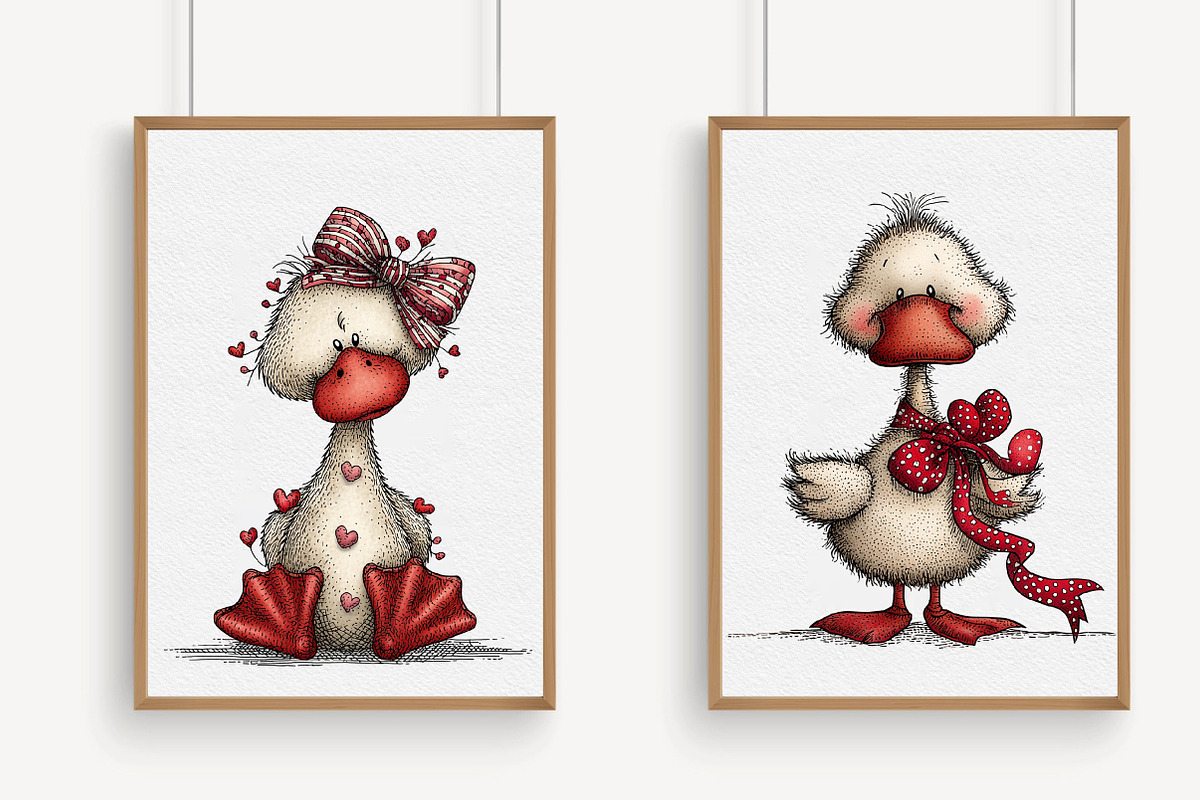 Whimsical Valentine Duck Clipart, an Illustration by Libby Wishes (Photo 4 of 7)