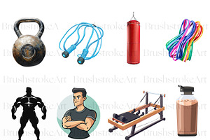 Watercolor Fitness Clipart, Gym PNG