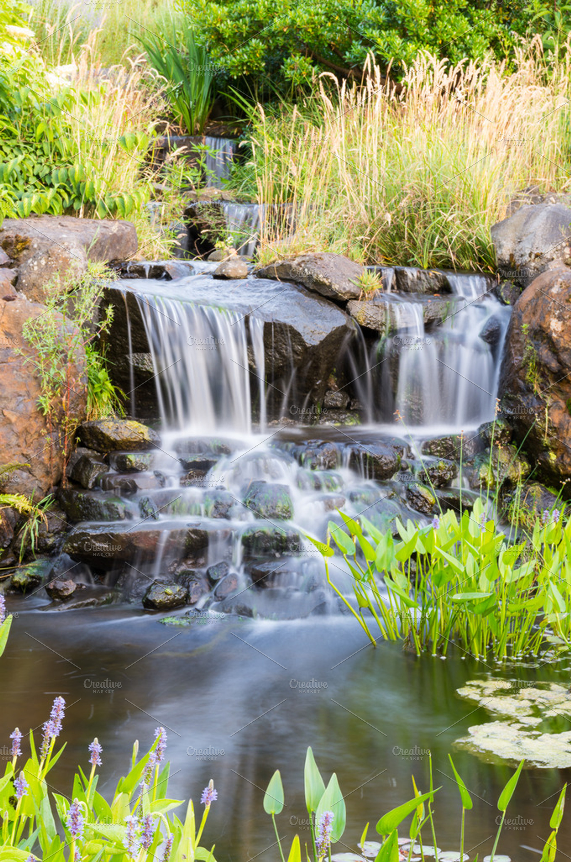 Flowing Waterfall In The Park