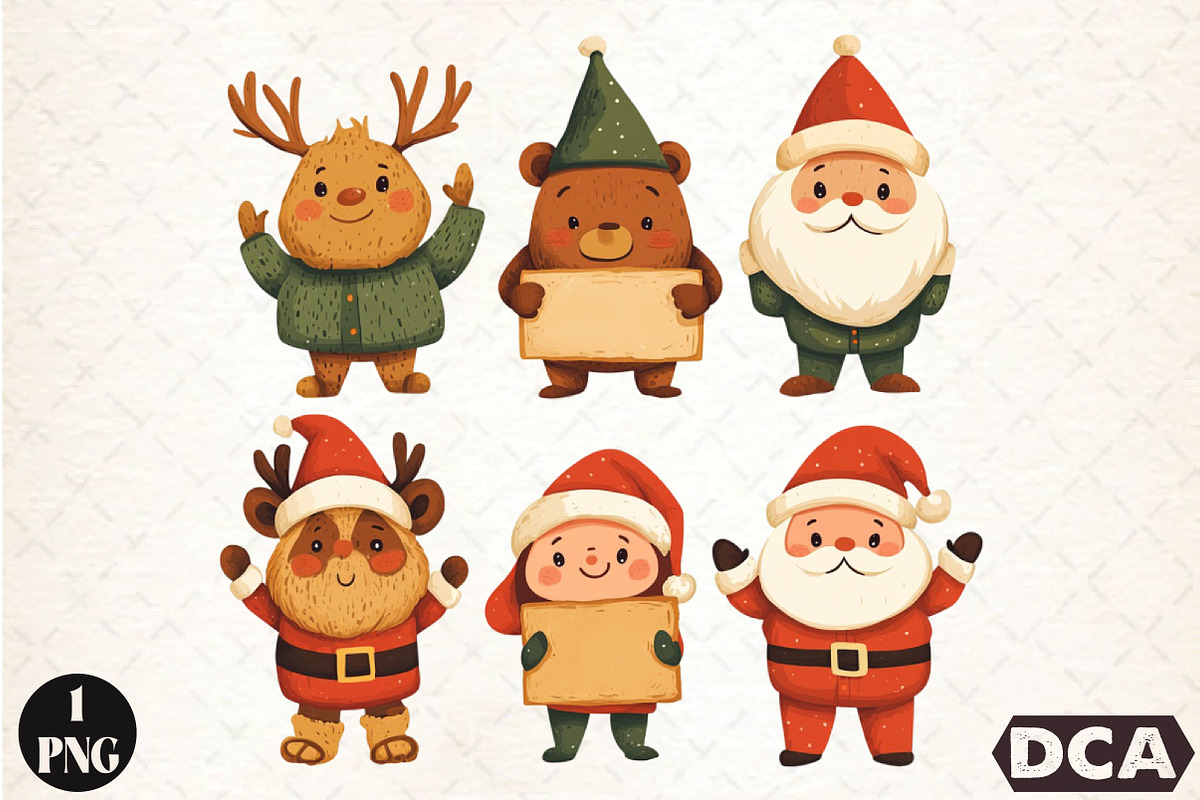Funny Kawaii Characters PNG, an Illustration by DreamCafeArt (Photo 1 of 6)