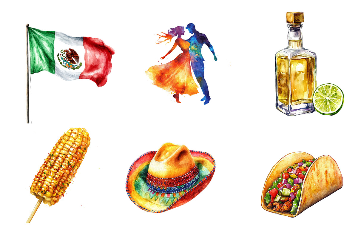 Watercolor Cinco De Mayo Clipart PNG, an Illustration by CreationArt (Photo 5 of 5)