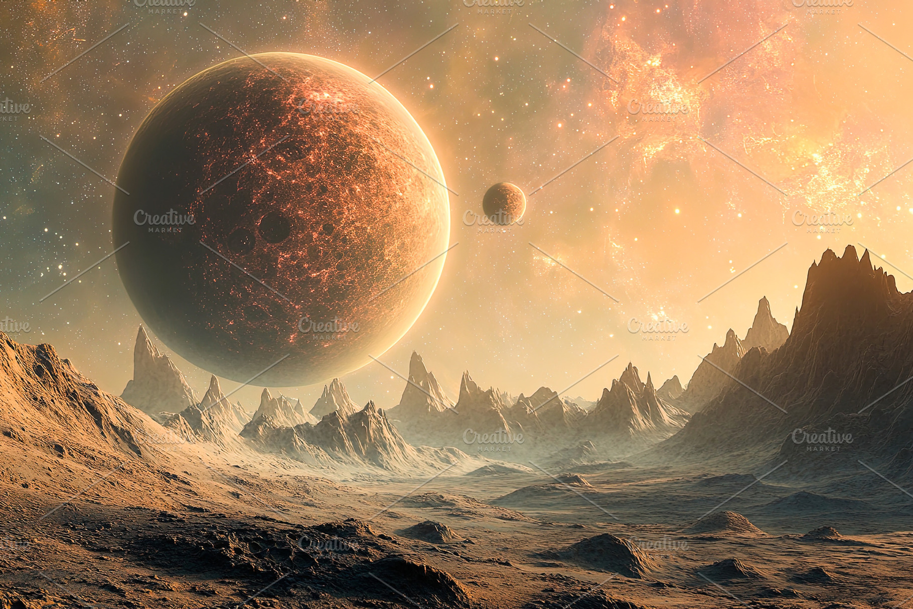 Alien Landscape with Dual Planets, a Background Photo by Ales Munt