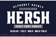HERSH SERIF FONT FAMILY, a Serif Font by Alphabet Agency (Thumbnail 1 of 14)