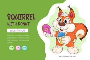 Cartoon Squirrel with Donut. Clipart, an Animal Illustration by KENO Mascots