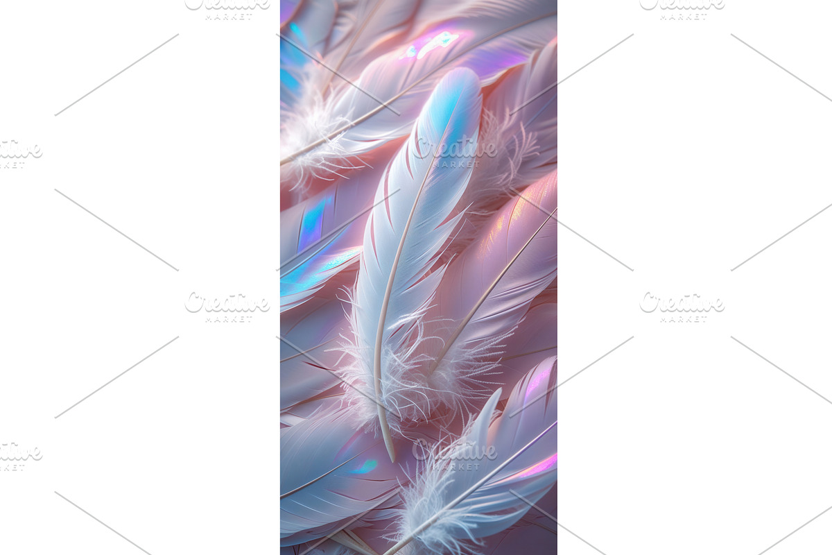 Soft pastel feathers with iridescent, an Illustration by tilialucida