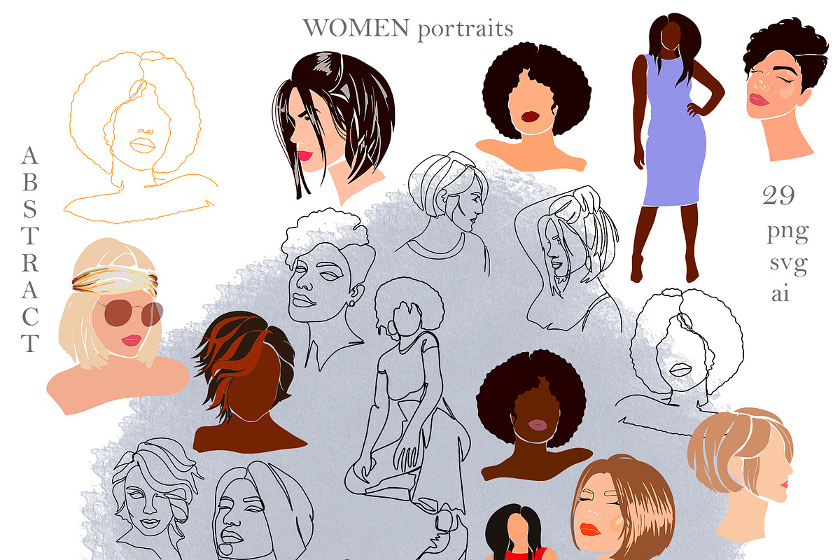 WOMEN & FLOWERS modern line art, an Illustration by ArtOLB (Photo 6 of 11)