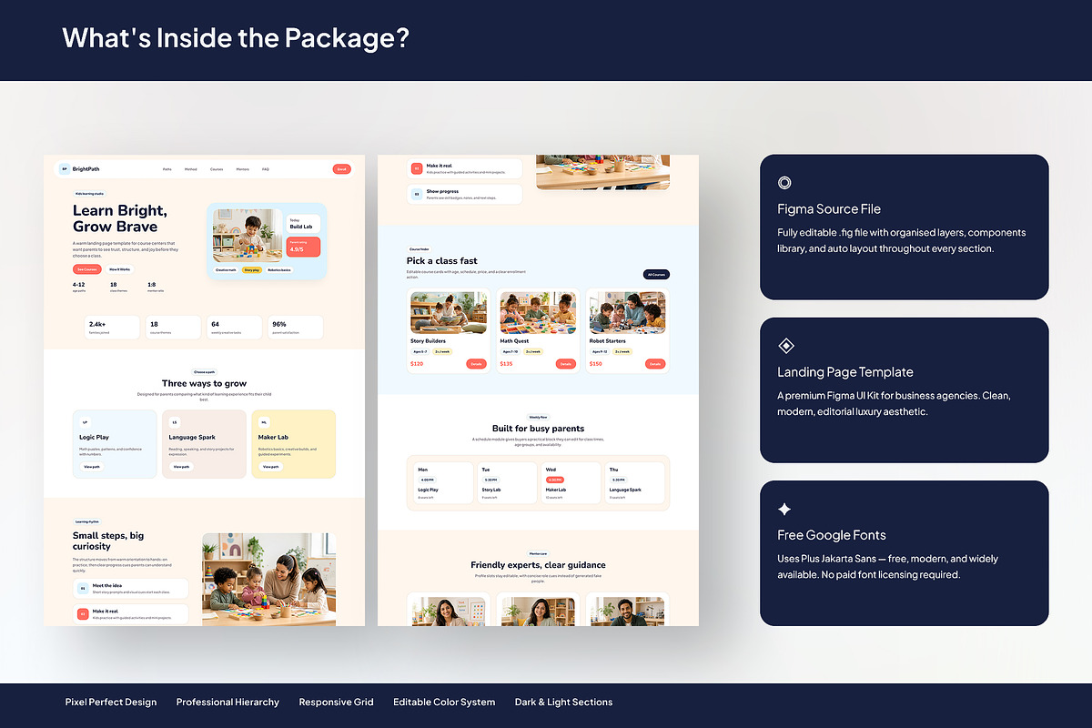 Kids Course Landing Page Template, an UI Kit Template by Pitchlook.Studio (Photo 3 of 3)