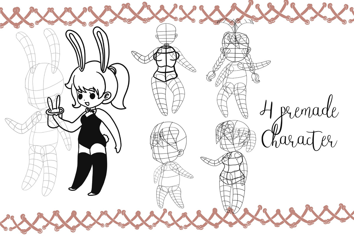 Procreate character making kit, a Brush Add-On by Meisanmui (Photo 2 of 6)