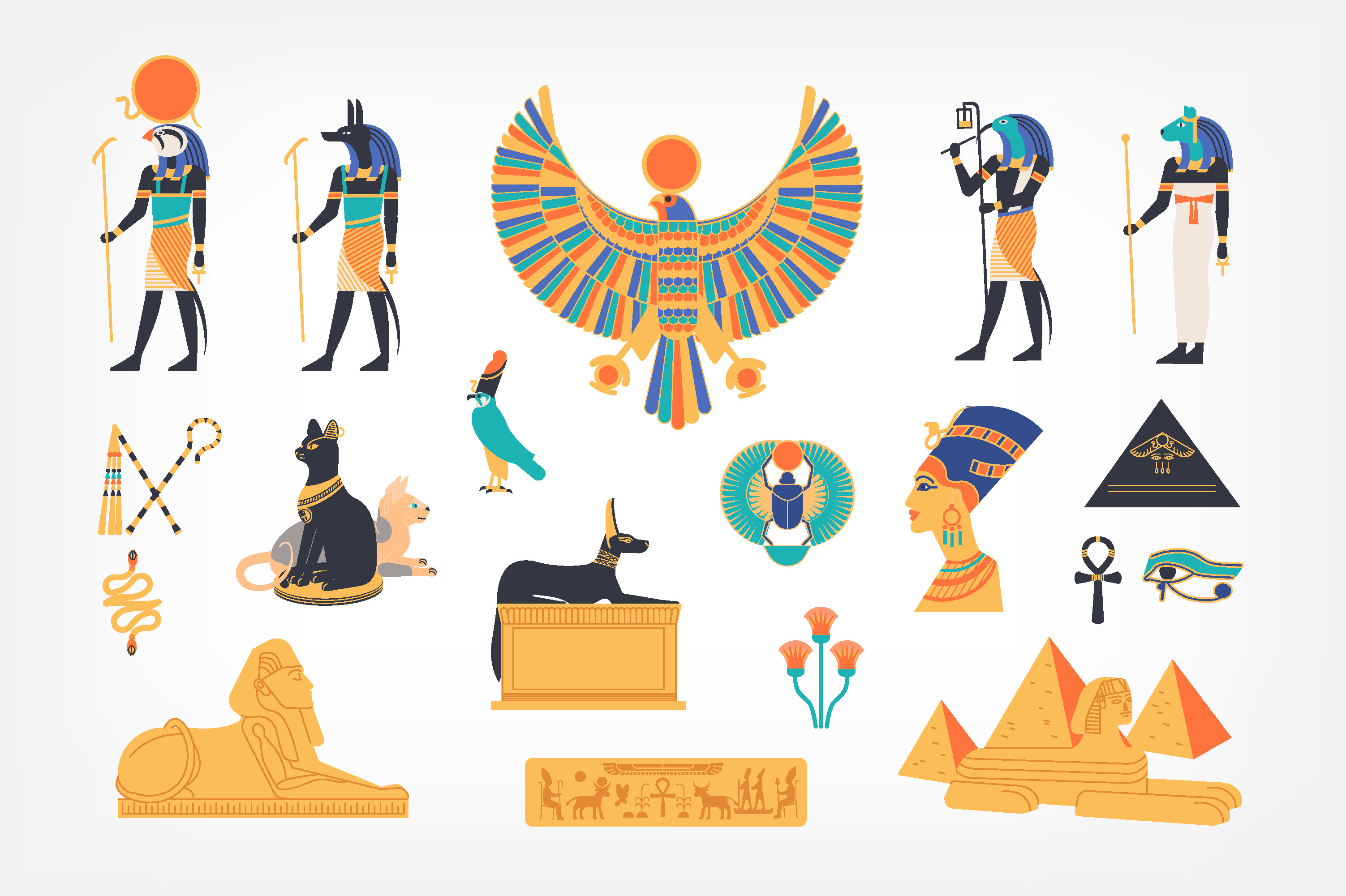 Egyptian Symbols Set And Seamless, An Animal Illustration By Good Studio