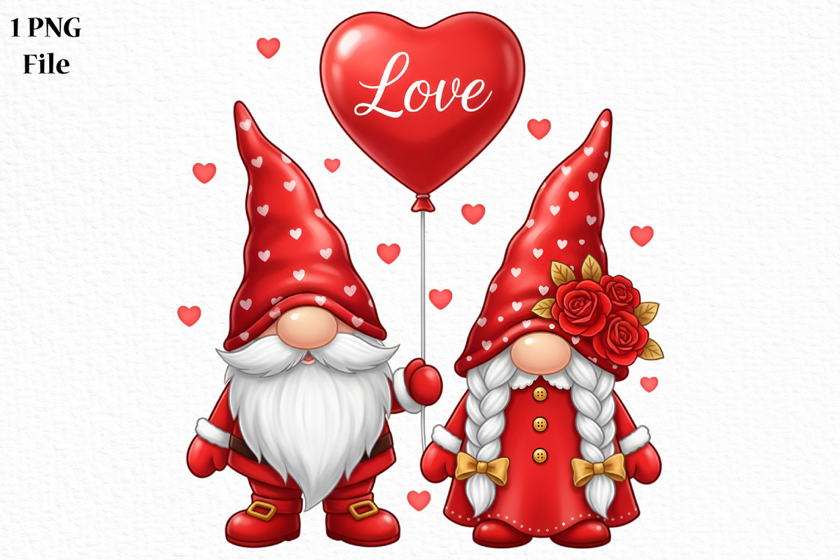 Valentine's Day Gnomes PNG, an Illustration by Canvas Craft (Photo 1 of 6)
