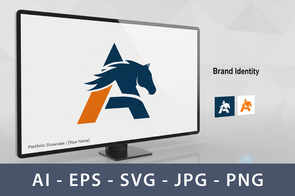 Horse Head and Letter a Logo Design, a Branding & Logo Template by Saba Vector (Photo 2 of 3)