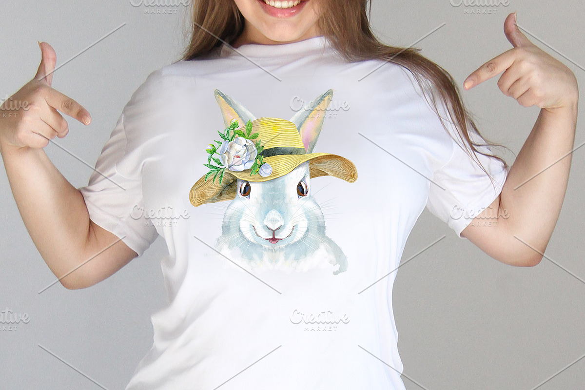 Watercolor white rabbit, an Animal Illustration by Watercolor fantasy (Photo 2 of 5)