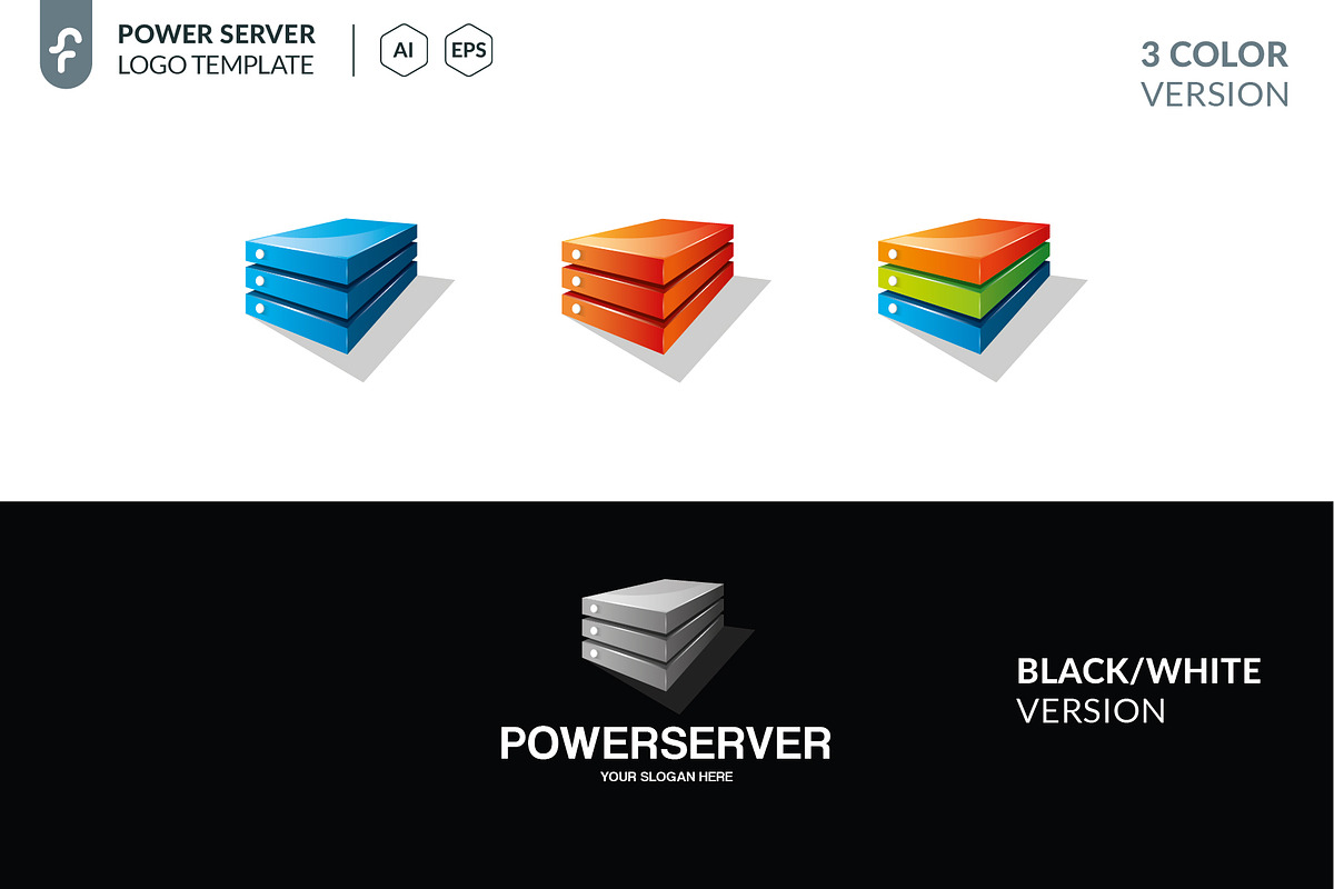 Power Server Logo, a Branding & Logo Template by ft.studio