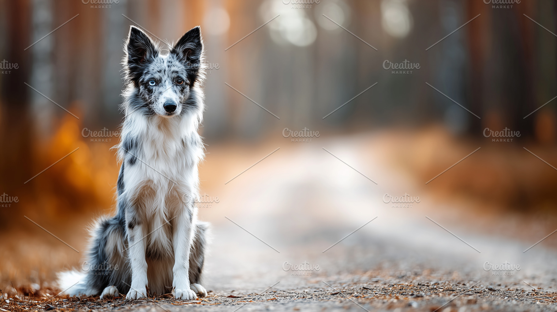 Blue merle Border Collie sits calmly, an Animal Photo by MistyDay